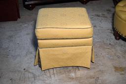 Pale Yellow Cloth Covered Ottoman