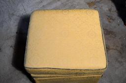 Pale Yellow Cloth Covered Ottoman