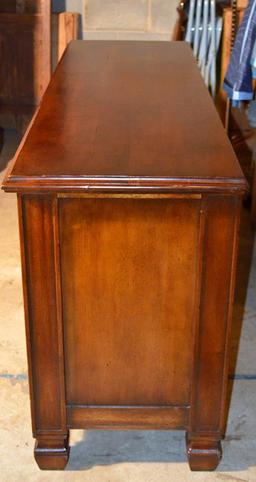 Fine South Cone Hand Made Peruvian Mahogany Entertainment System Stand, Leather Accents
