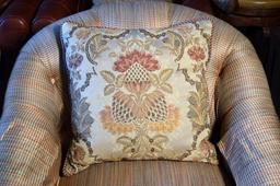 Geometric Neutral Club Chair by Wesley Hall Inc. w/ Accent Pillow, 2 of 2