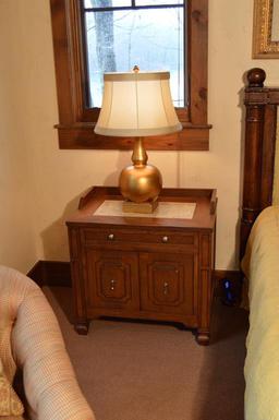 Cherry Nightstand w/ Marble Inlay Top, 1 of 2