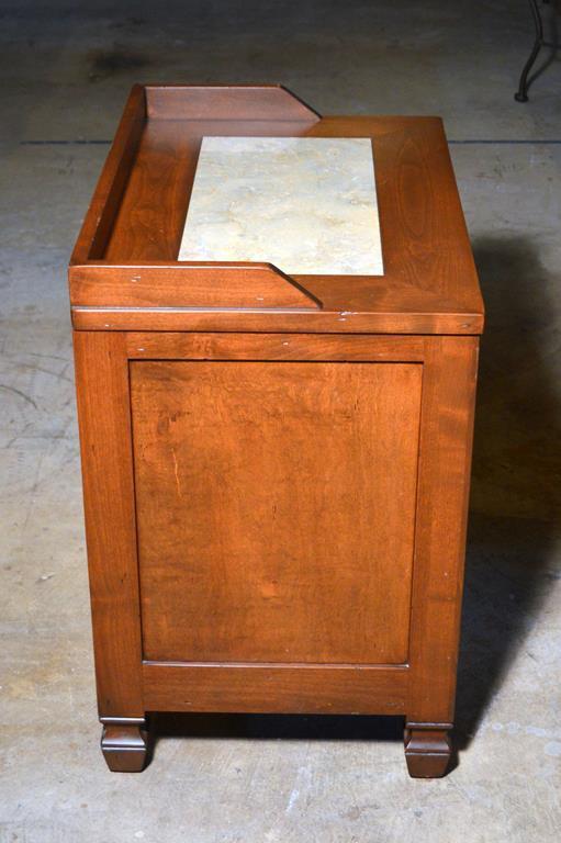 Cherry Nightstand w/ Marble Inlay Top, 1 of 2