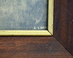 Antique 19th C. Two Tone Lithograph Fine Art Print, Mother & Daughter; Glazed & Framed
