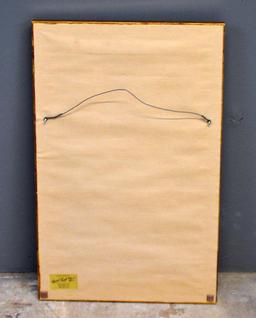 Antique 19th C. Two Tone Lithograph Fine Art Print, Mother & Daughter; Glazed & Framed