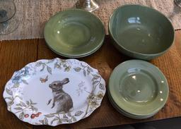 Lot of Pier 1 “Sausalito” Bowls and Plates and Attractive Large “Sophie the Bunny” Platter
