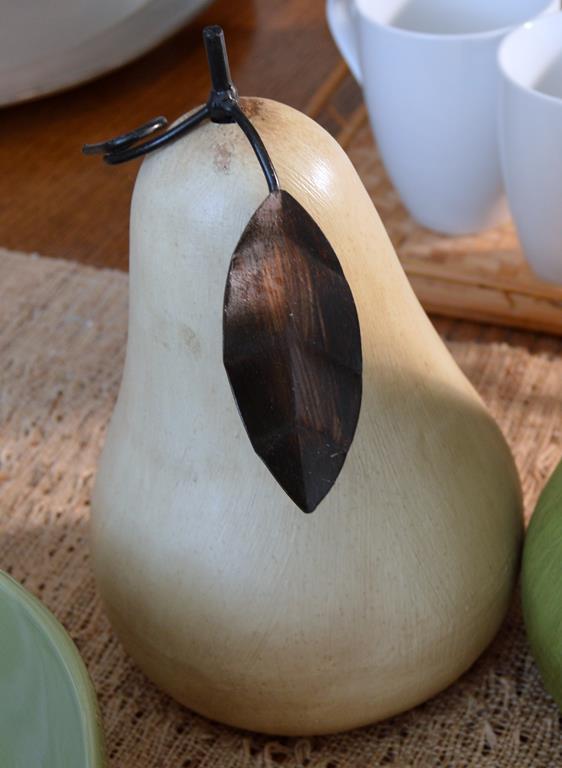 Pair of Large Green and Cream Terracotta Decorative Pears