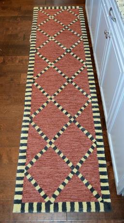 Liora Monne Checkered Diamonds Red Hand Tufted Runner, 2 x 8 Ft., Polypropylene