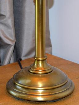 Contemporary Antiqued Bronze Finish Table Lamp, Linen Shade