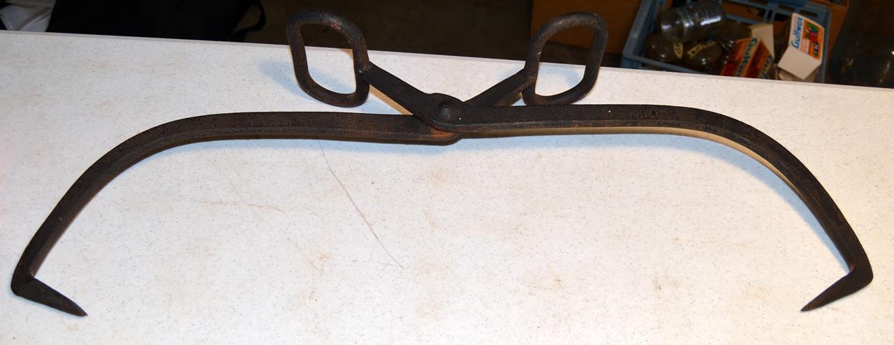 Antique Pair of Ice Tongs, 1 Marked Gifford Wood Co. w/ Traces Of Old Red Paint