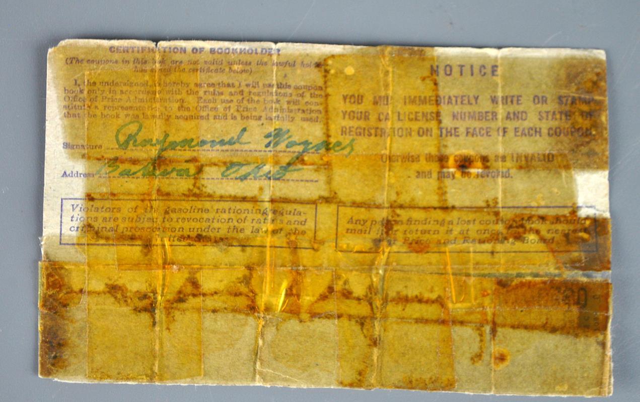 WWII Basic Mileage Ration Folder Paperwork