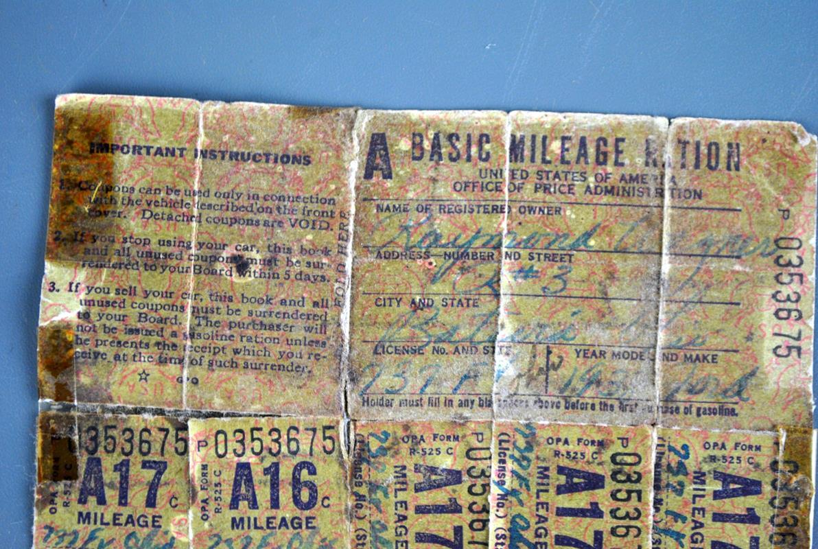 WWII Basic Mileage Ration Folder Paperwork