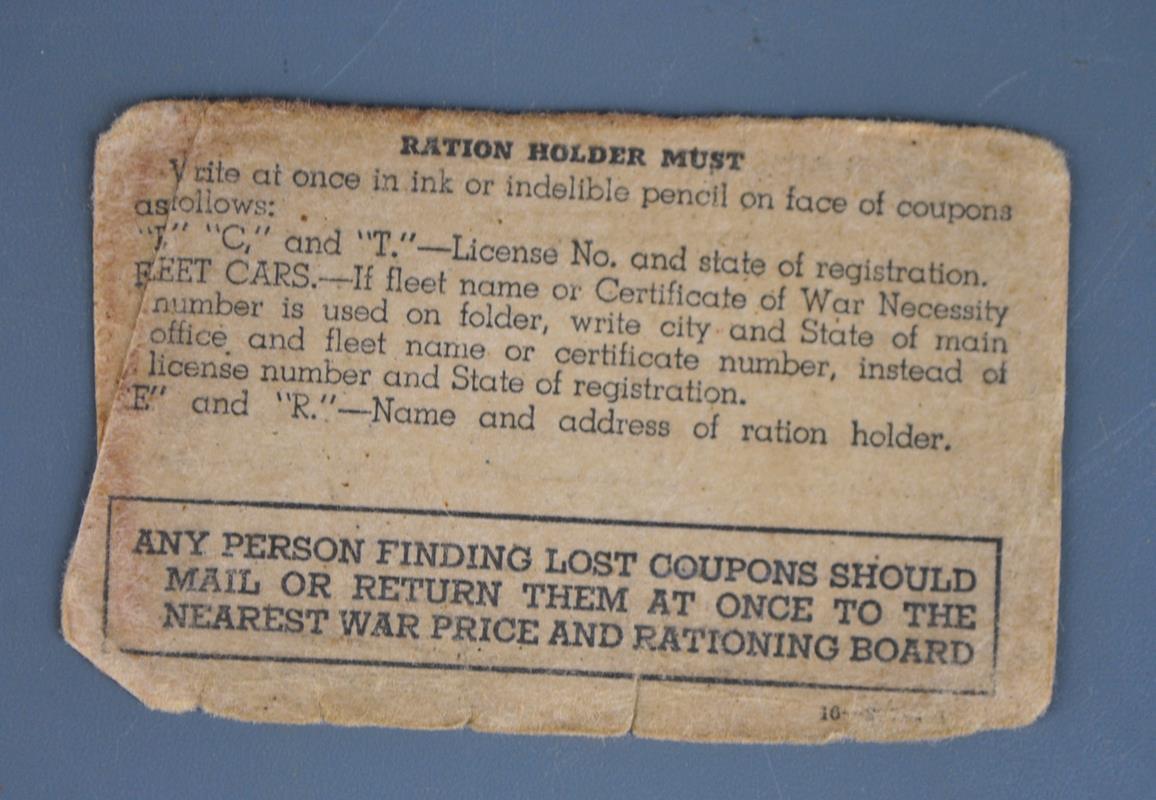 WWII Basic Mileage Ration Folder Paperwork