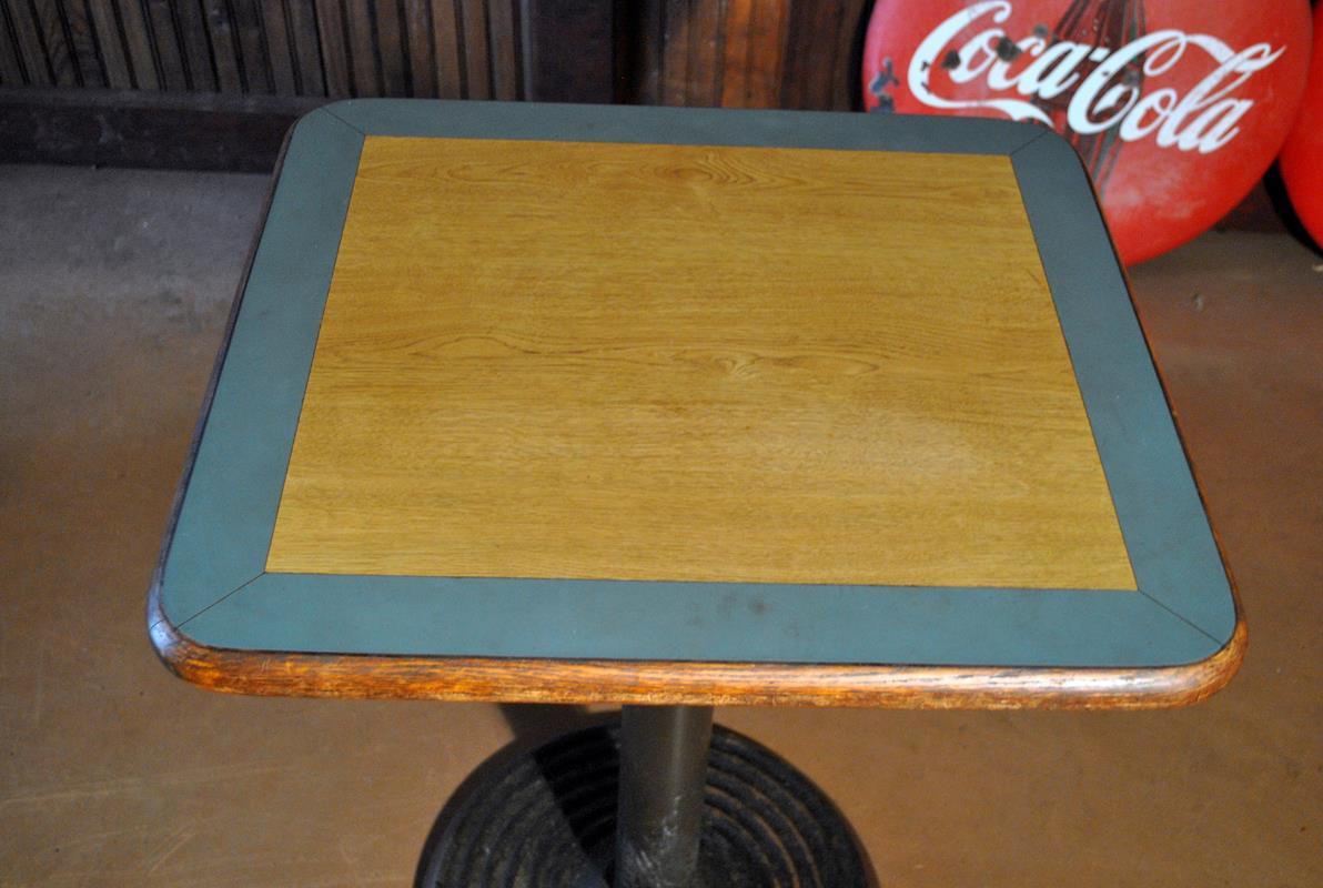 Nice Metal & Oak Cafe Table & 2 Chairs