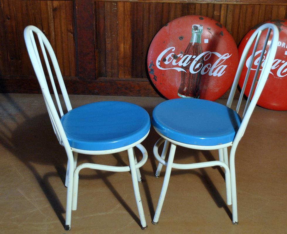 Nice Metal & Oak Cafe Table & 2 Chairs