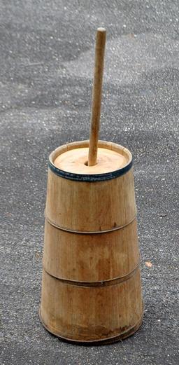 Old Wooden Butter Churn w/ Lid and Dasher