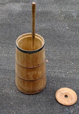 Old Wooden Butter Churn w/ Lid and Dasher