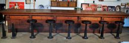 Early 20 C. Old Heart Pine Old Piedmont SC Mill Store Counter, Bead Board Front, No Drawers
