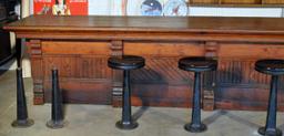 Early 20 C. Old Heart Pine Old Piedmont SC Mill Store Counter, Bead Board Front, No Drawers