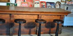 Early 20 C. Old Heart Pine Old Piedmont SC Mill Store Counter, Bead Board Front, No Drawers