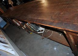 Early 20 C. Old Heart Pine Old Piedmont SC Mill Store Counter, Bead Board Front, No Drawers