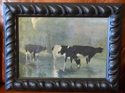 Cows In A Stream, Framed Print