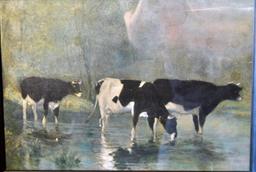 Cows In A Stream, Framed Print
