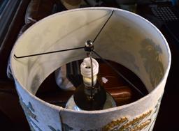 Contemporary “Mercury Glass” Table Lamp, Embroidered Shade