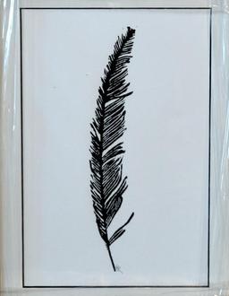 Two Prints: Hand Block Printed Feather, Two Arrows; Framed
