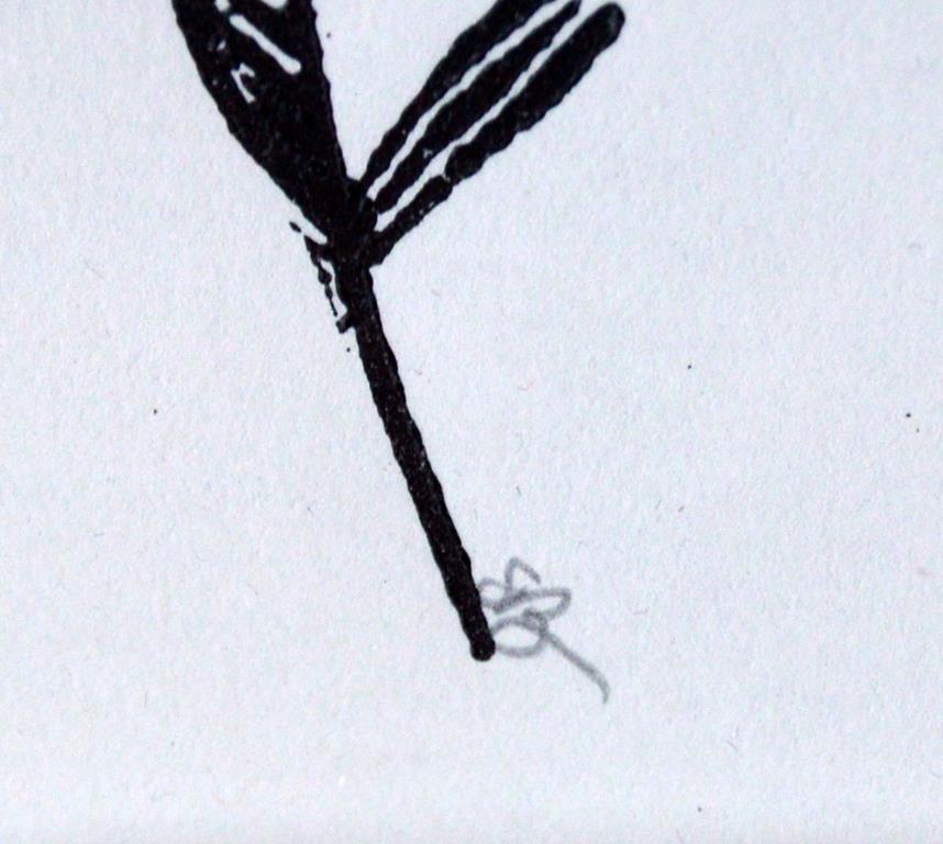 Two Prints: Hand Block Printed Feather, Two Arrows; Framed