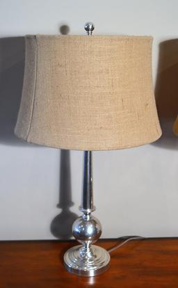 Pair of Pottery Barn Chrome Table Lamps 28” H