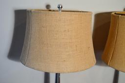 Pair of Pottery Barn Chrome Table Lamps 28” H