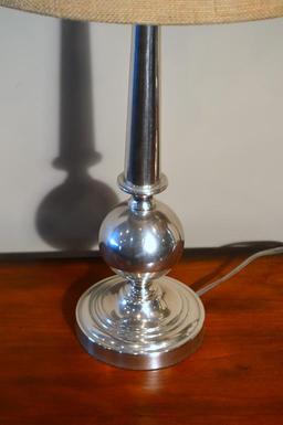 Pair of Pottery Barn Chrome Table Lamps 28” H