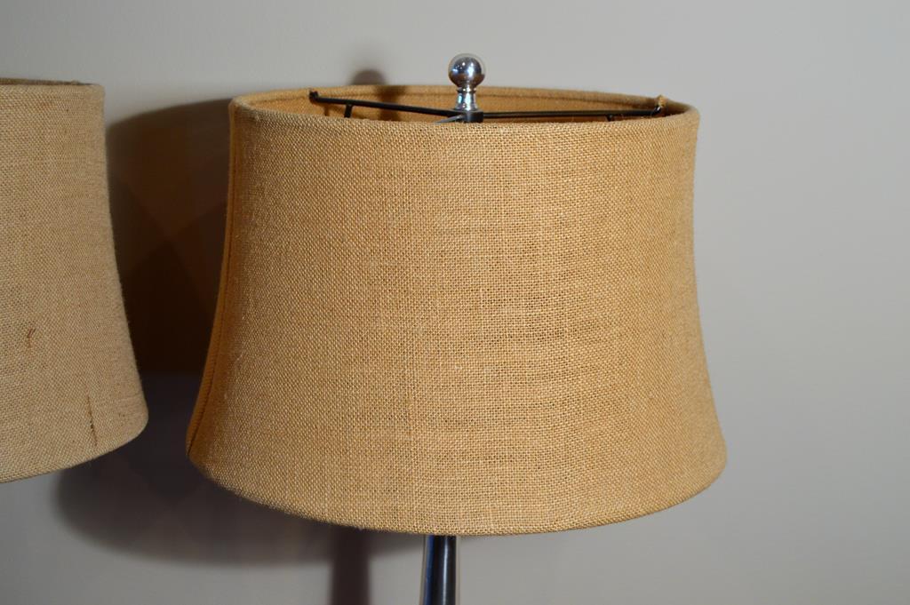 Pair of Pottery Barn Chrome Table Lamps 28” H