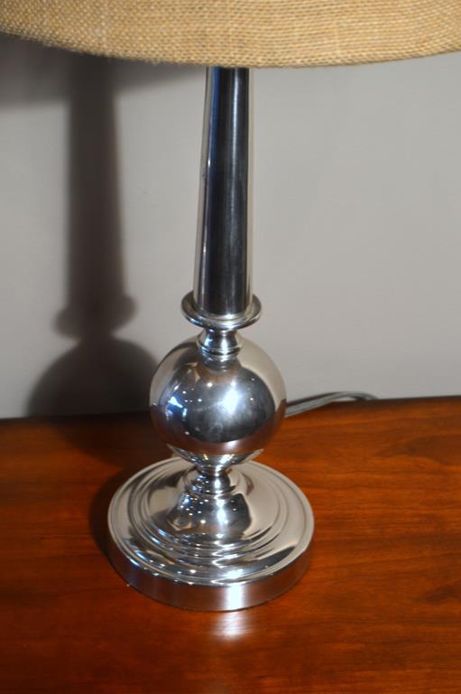 Pair of Pottery Barn Chrome Table Lamps 28” H