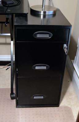 Black Metal 3-Drawer Filing Cabinet