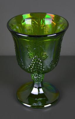 Imperial Glass Green Carnival Lemonade Set,10” Pitcher and 4 Footed Tumblers