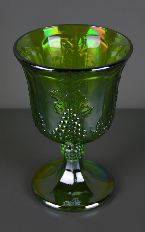 Imperial Glass Green Carnival Lemonade Set,10” Pitcher and 4 Footed Tumblers