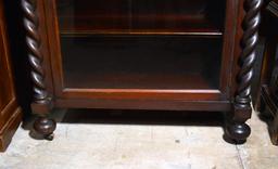 Antique 20th C. Barley Twist Columned Mahogany Bookcase
