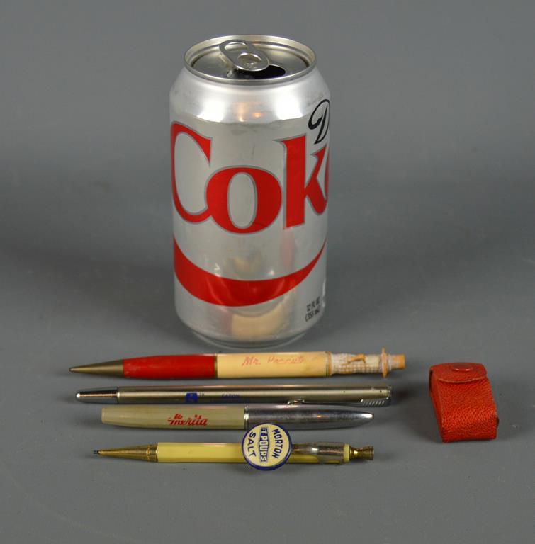Lot of 4 Vtg Advertising Items & Vtg Pencil Sharpener, Planters, Merita, Morton, Eaton Pointer