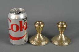 Pair Of LA Sterling Silver Candle Holders, Weighted