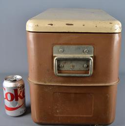Vintage Little Brown Chest Ice Cooler w/ Ice Pick