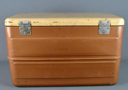 Vintage Little Brown Chest Ice Cooler w/ Ice Pick