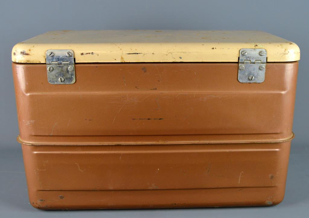 Vintage Little Brown Chest Ice Cooler w/ Ice Pick