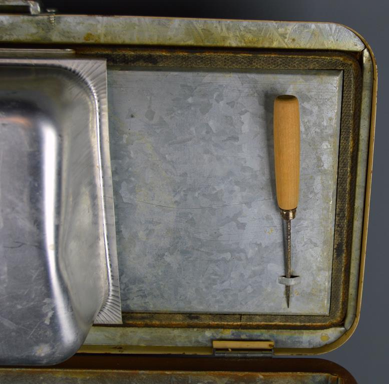 Vintage Little Brown Chest Ice Cooler w/ Ice Pick