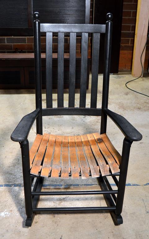 Black Painted Wood Porch Rocking Chair, Lots 33-35 Match