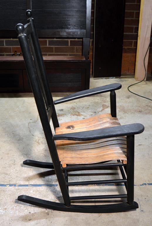 Black Painted Wood Porch Rocking Chair, Lots 33-35 Match