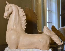 Large Hand Modeled Clay Horse