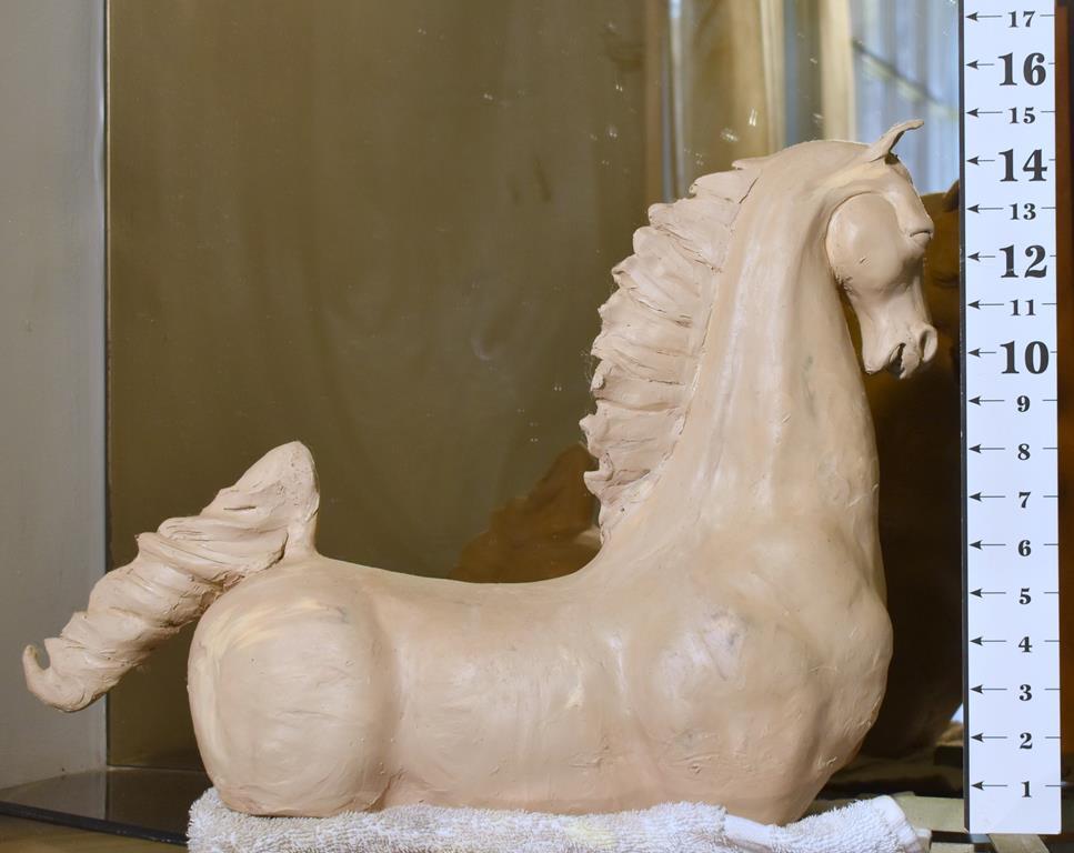 Large Hand Modeled Clay Horse