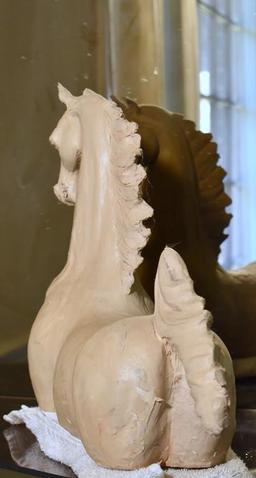 Large Hand Modeled Clay Horse