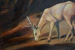 Trudy Mason, Deer In Woods, Acrylic On Board, Framed